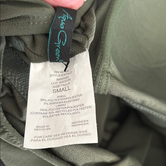 Aqua Green Swimwear Ruffled Layered Asymmetrical Camisole Swim Top (S) Olive - Picture 5 of 5